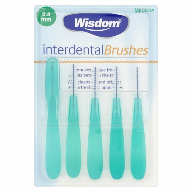 6x wisdom Interdental Brushes Oral Care Green 0.8mm Medium Removes