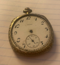 POCKET WATCH 50mm ELGIN FANCY SQUARE 14kt GOLD FILLED CASE  Non Working