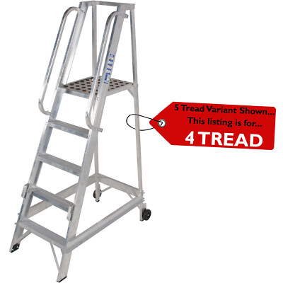 4 Stufen 1m Aluminium Lager Kommissioniertreppe & Handlauf Schmalgang Treppe
