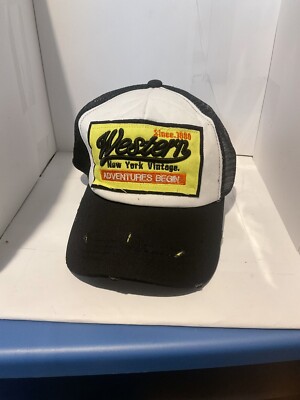 Western New York Vintage Black/White Trucker Hat Cap Distressed Snapback Western New York Vintage Black/White Trucker Hat Cap Distressed Snapback