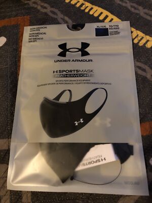 New Under Armour Sports Mask Featherweight XL/XXL Black/Silver