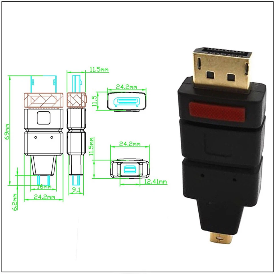 Display Port DP Male to Mini Display Port Male Connector Mini DP Cable Adapter - Image 2 of 4