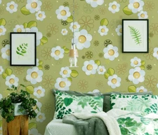 3D Fresh White Floral Leaves Self-adhesive Removeable Wallpaper Wall Mural