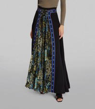 $2990 Etro Women's Black Silk Floral Panel Lace-up Maxi Skirt Size 40