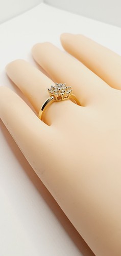 9ct Diamond Cluster Half Carat Dome Ring 375 Yellow Gold Size O Hallmarked - Picture 15 of 21
