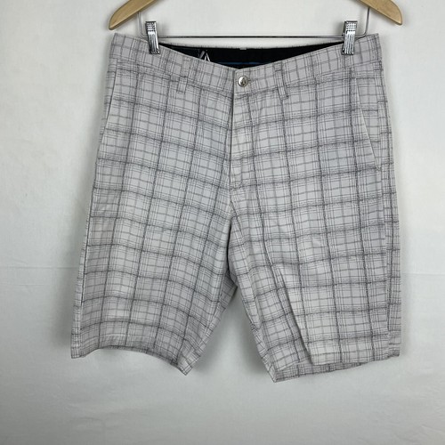 Volcom Corpo Class Men's Size 32 White / black stripes Plaid Shorts - Picture 1 of 8