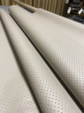 Perforated Semi Aniline Taupe 3oz Upholstery Cowhide Leather Side 25-30 Sq Ft