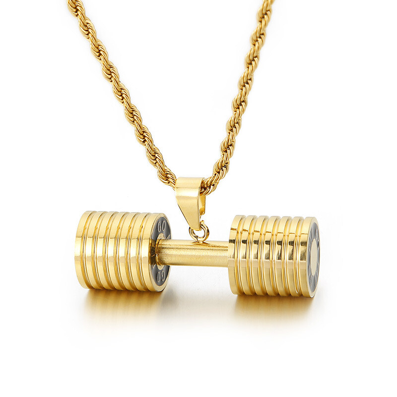 Creative simple titanium steel pendant fitness barbell necklace accessories