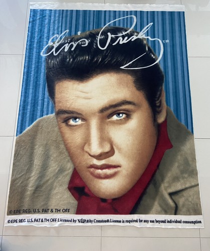 Manta de lana suave estampado azul Elvis Presley coleccionable con licencia oficial - Imagen 1 de 8