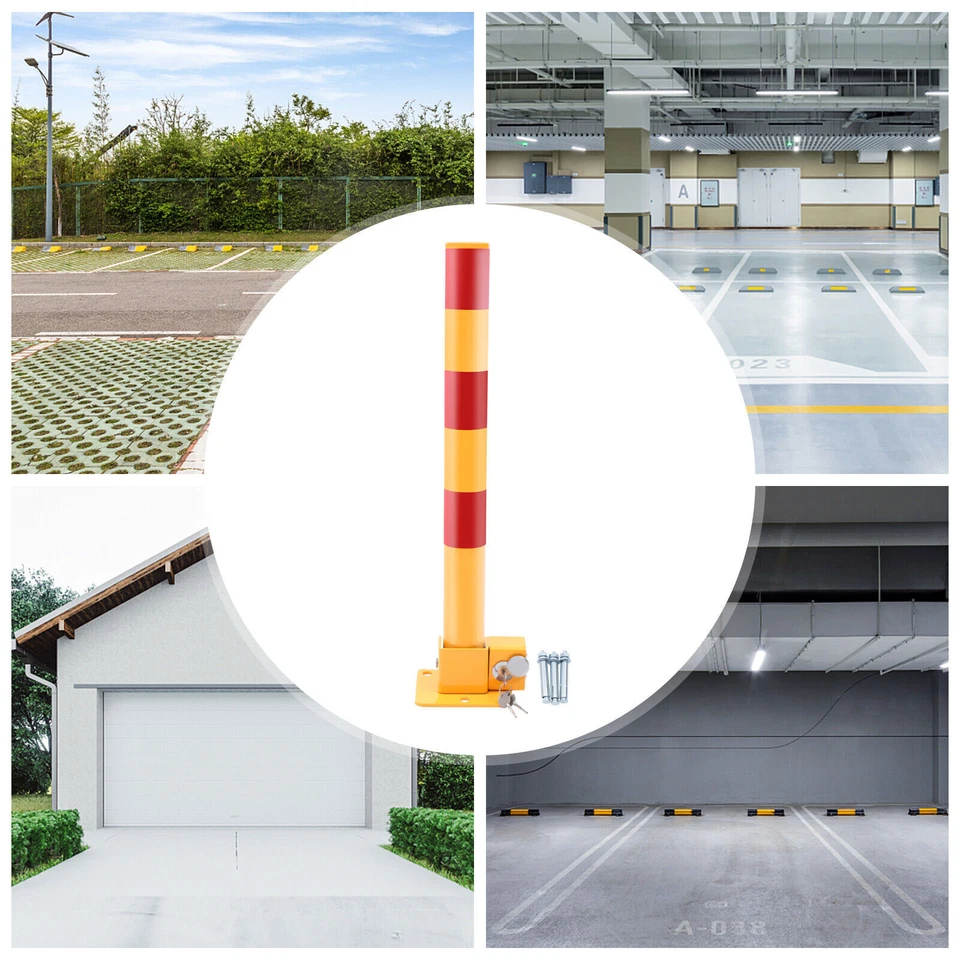 Yellow + Red Parking Safety Traffic Spring Post Traffic Safety Bollard Post 60cm - Image 3 of 4