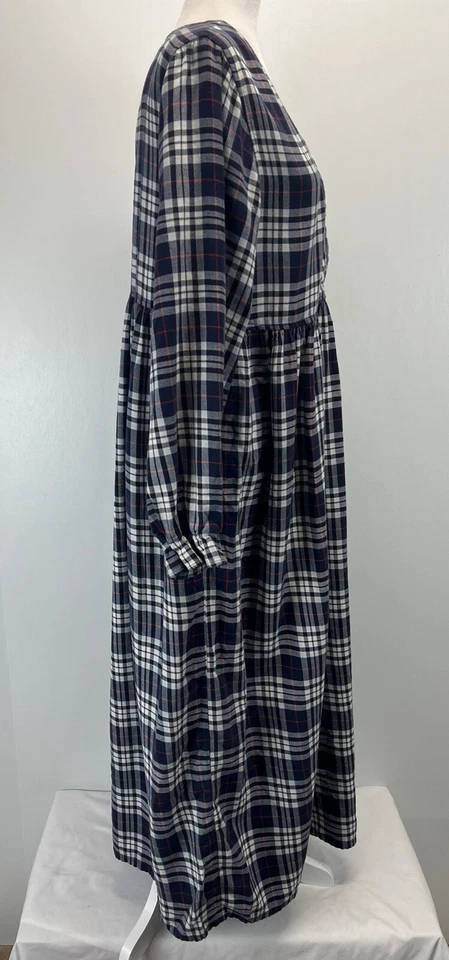 Camisón largo de franela Talbots vintage a cuadros cintura imperio 21" busto salón Foto 4 de 4