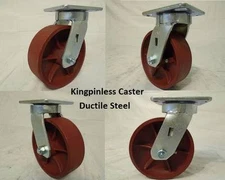 6" x 2" Swivel Casters Kingpinless w/ Ductile Steel Wheel (4) 2000lb each