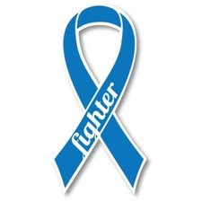 Blue Colon Cancer Fighter Ribbon Car Magnet Decal Heavy Duty 3.5" x 7"