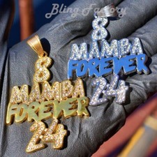 Iced Hip Hop Stainless steel Bling Mamba Forever Back Number 8 24 Charm Pendant