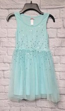 JUSTICE GIRLS 8 SILVER SEQUIN SLEEVELESS AQUA RUFFLE TUTU DRESS