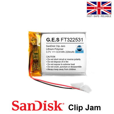 SanDisk Clip Jam MP3 Player Wiederaufladbarer Akku - 3,7 V 220mAh - FT322531P