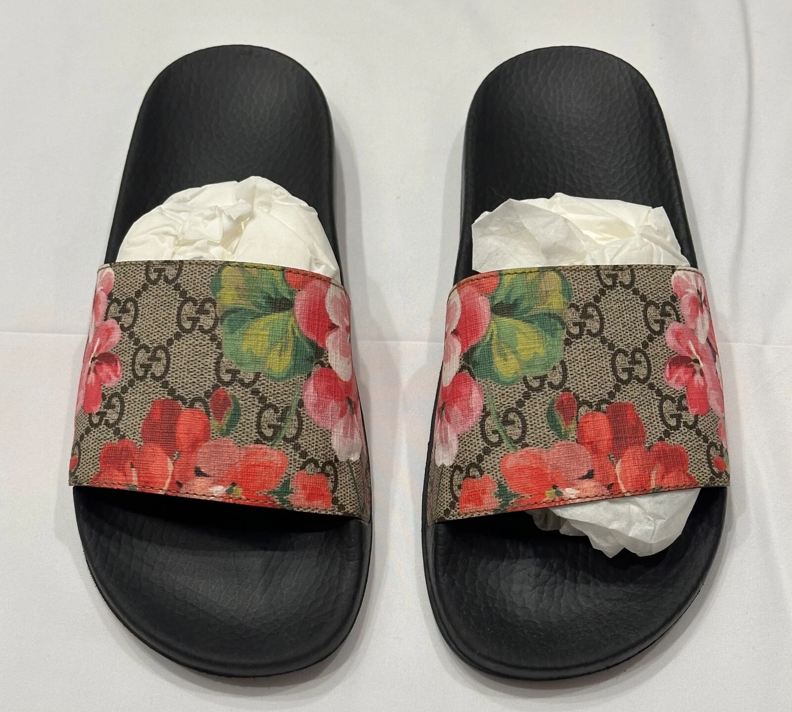 Sandales femme Gucci Pursuit Pool Slide   Ebène Multicolore   Doucement utilisées
