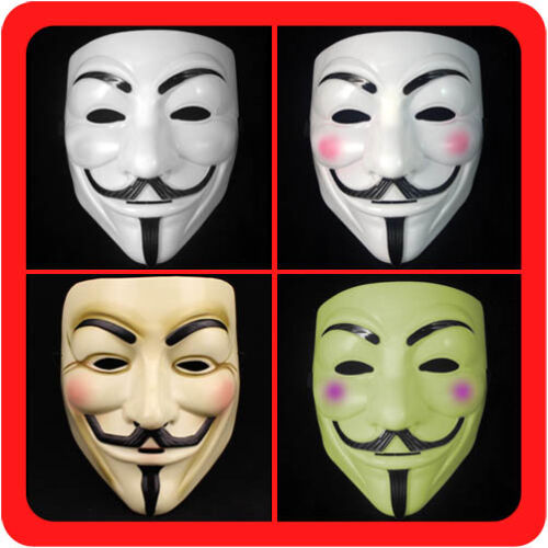 New V for Vendetta Mask Guy Faux Anonymous Mens Fancy Dress Costume Collectors - Photo 1 sur 5