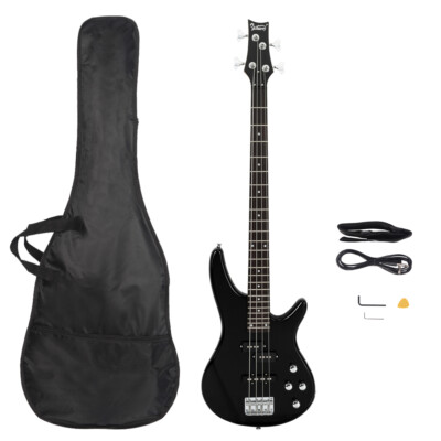 4 String Right Handed Full Size GIB Electric Bass Guitar Bag Strap Wrench Tool