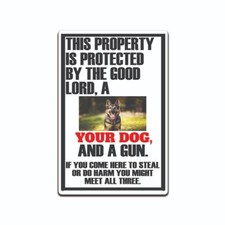 BEWARE OF DOG CUSTOM ADD YOUR DOGS PICTURE THIS HOUSE IS PROTECTED BEWARE OF DOG