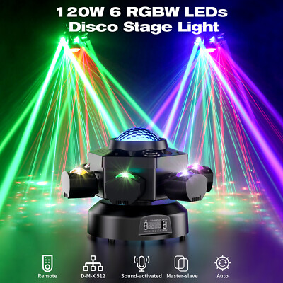 UKing 120W RGBW 6-Arme Laser Licht DJ Disco Party Strobe Effekt Bühnenlicht