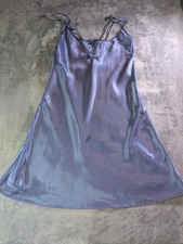 Vintage Y2K California Dynasty Lilac Purple Shiny Satin Slip Mini Dress M USA