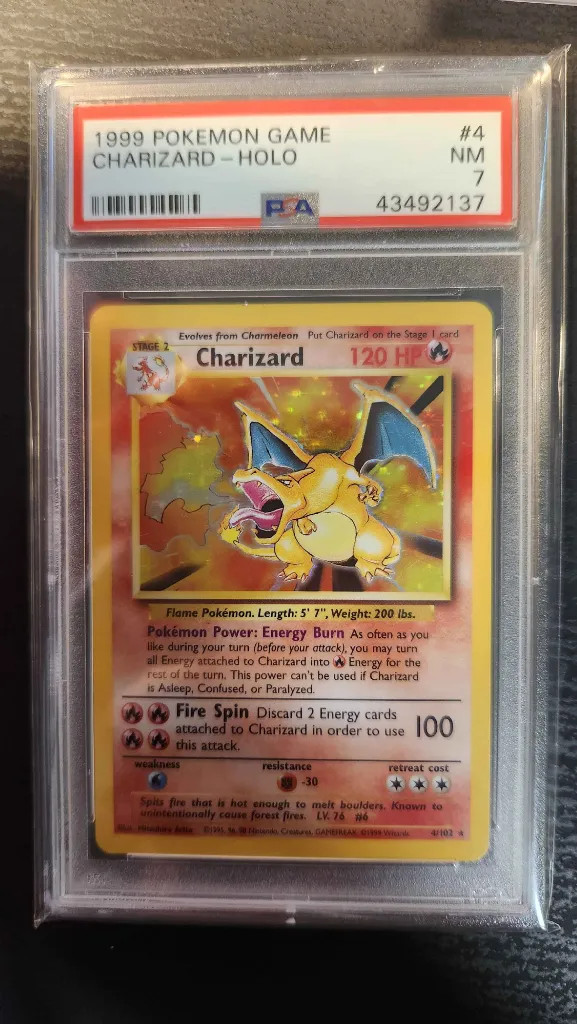 1999 CHARIZARD HOLO 4/102 GAME POKEMON PSA 7