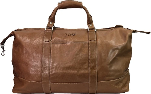 Barrington 360° Large Florentine British Tan Leather Duffel Travel Bag, NWT