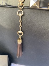 Gold Trense braun italienisches Leder Taschenanh&auml;nger/Quaste/Schl&uuml;sselanh&auml;nger
