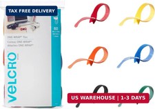 VELCRO Brand ONE-WRAP Cable Ties  60Pk  8 x 1/2" Straps, Multicolor  Strong R