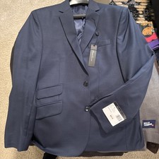 Kenneth Cole Mens Two Button Blue Blazer Wool Sport Coat Jacket 40S