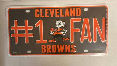 New/Sealed CLEVELAND BROWNS 6''x12'' METAL #1 FAN LICENSE PLATE CAR NEW RICO