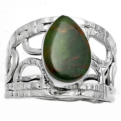 Natürlicher Türkischer Regenwald Chrysokoll 925 Silber Ring Gr.7 Schmuck R-1133