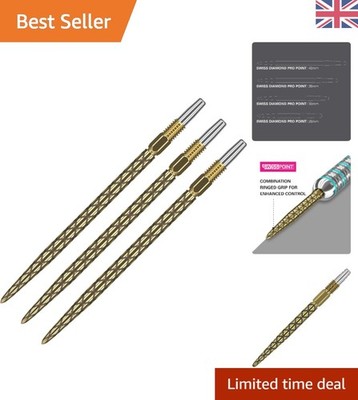 Diamond Pro Swiss Point Dart Tips Set - 3 Gold Steel Points für Präzisionsspiel