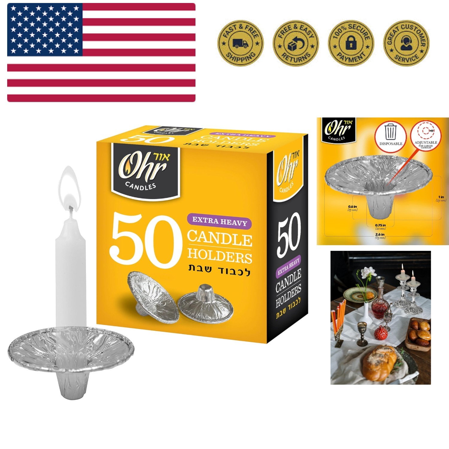 OHR Extra Heavy Disposable Aluminium Foil Candle Holder, Dri