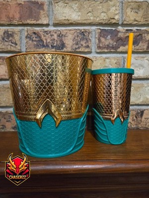AMC Exclusive Aquaman Lost Kingdom Popcorn Bucket and Tumbler Cup NEW