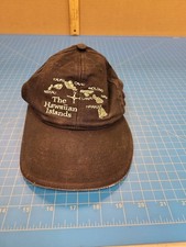 Surfware Hawaiian Classics Black Baseball Hat Embroidered Map Hawaiian Islands