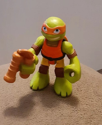 TMNT mike Half Shell Heroes Michelangelo Mini with nunchuck orange vest 2014