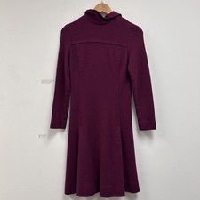 Vintage Luminetta Sweater Dress Womens Small Purple Mock Neck Knee Length