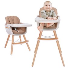 Mallify 3-in-1 Convertible Wooden High Chair, Chairs for Babies Brown