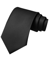 Solid Color Tie Mens Necktie for Business and Wedding Black2