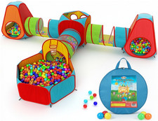 Centro de juego infantil 7 piezas con t neles, carpas y piscina de pelotas,Nuevo