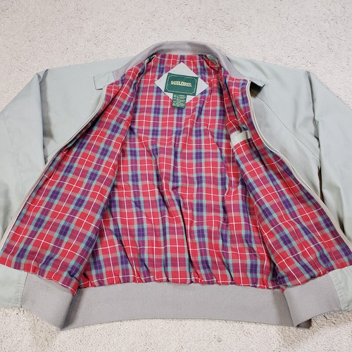 Vintage Harrington Jacket Mens L Gray Taupe Saddlebred 90s Chin Strap Full Zip - Picture 2 of 10