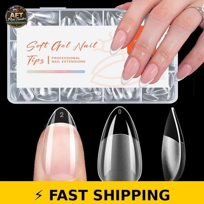 Modelones Short Almond Nail Tips - 216PCS Full Cover Gel Extensions