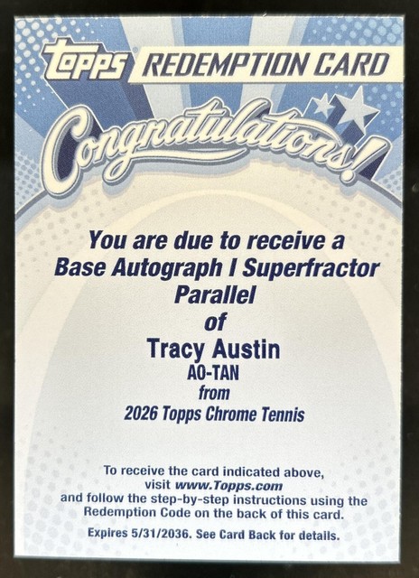 2026 Topps Chrome Tracy Austin Auto Autograph I Refractor SuperFractor #1/1
