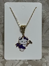 Sanrio Hello Kitty Halloween Charm Cartoon Adorable Pendant Gold Necklace 18”