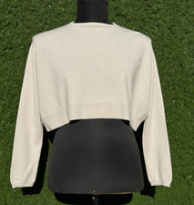 Brunello Cucinelli 100% Kaschmir Cropped Strick Pullover Big Shoulder Italy Gr. S