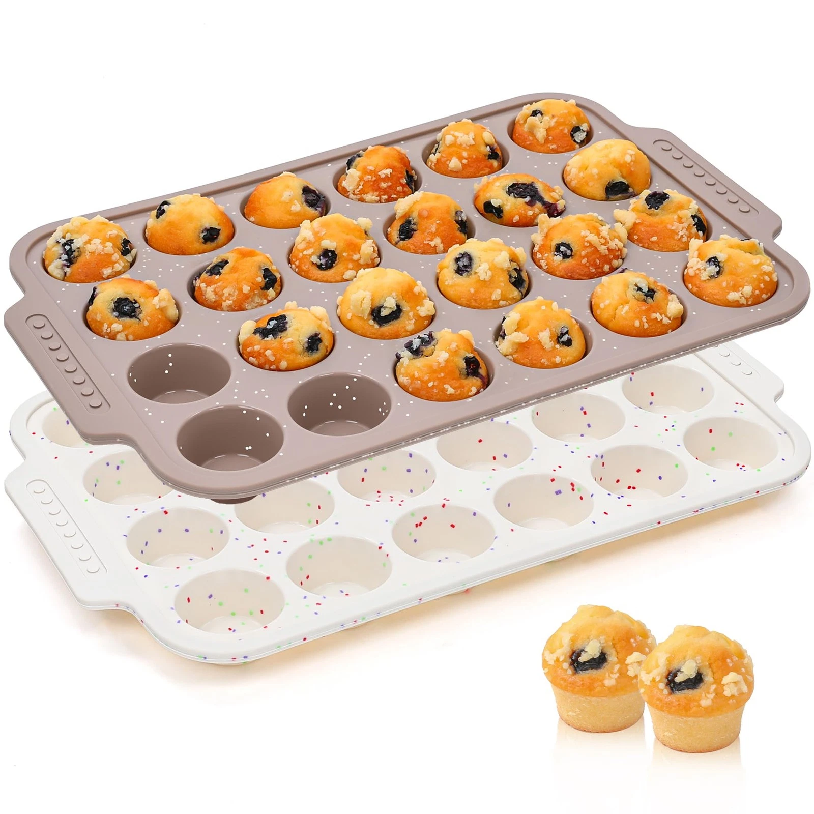 2 Pcs Silicone Muffin Pans for Baking with Metal Reinforced Frame, Nonstick C...