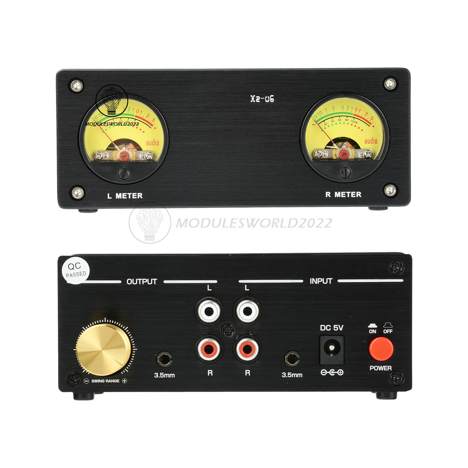 DC 5V Dual VU Signal Level Meter Audio input signal level Mornitor 3.5mm / RCA