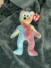 Ty Beanie Babies Peace Bear 1996 Rainbow Tie-Dye Plush Beanbag Retired — photo 1
